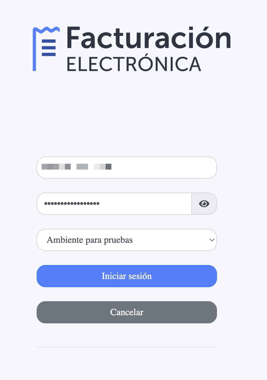 Login al ambiente de pruebas
