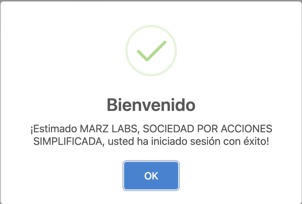 Mensaje de bienvenida