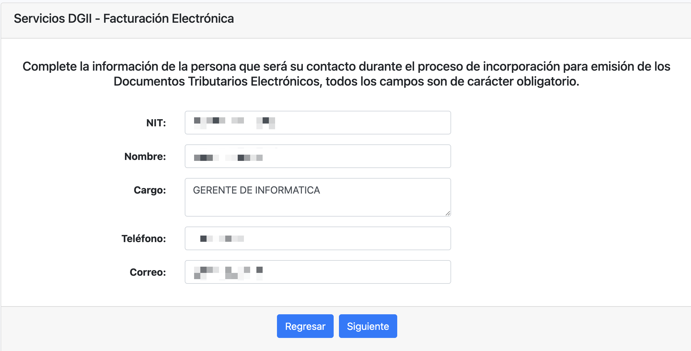 Formulario de datos de contacto