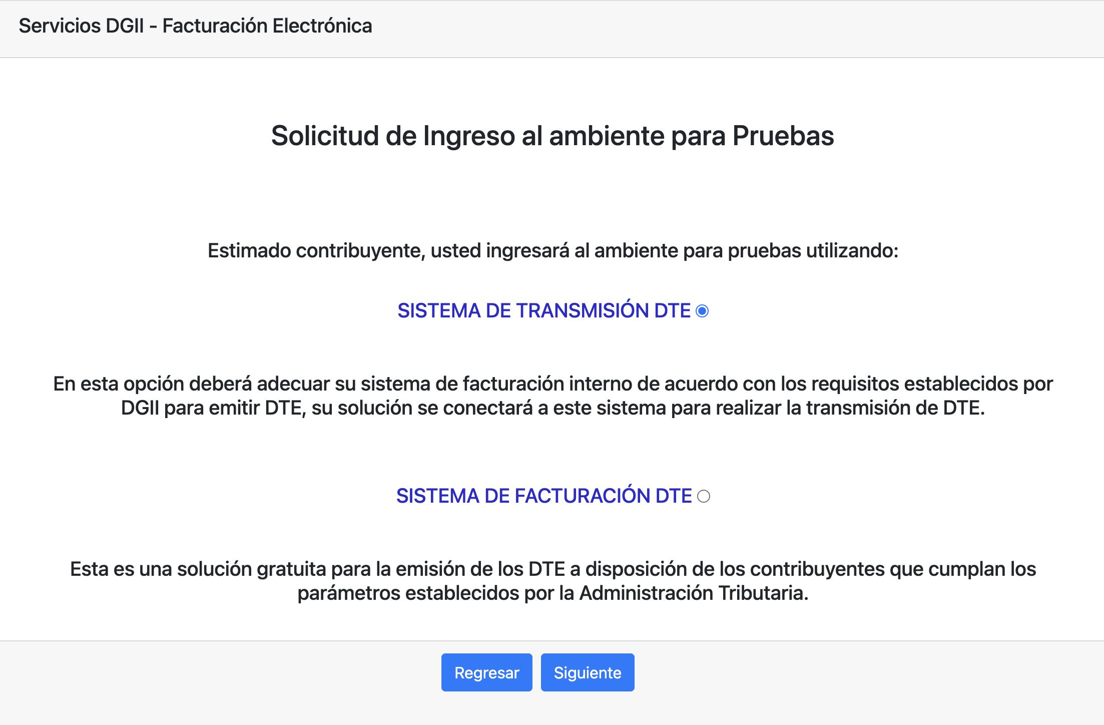 Seleccion del tipo de sistema